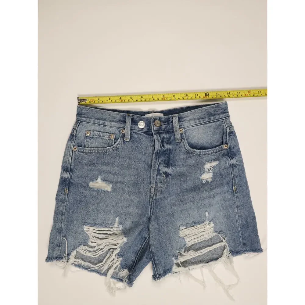 Pistola Keaton High Rise Distressed Denim Shorts LUA Wash Fray Hem Festival Boho